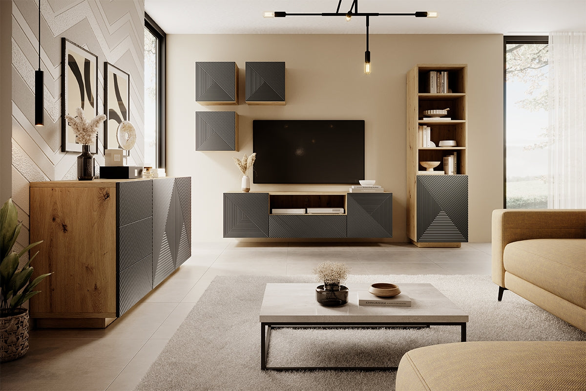 Skapis OSLO 180/43/50 dabīgs/pelēks - N1 Home