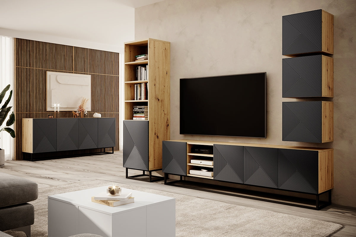 Skapis OSLO uz metāla kājām 190/43/50 dabīgs/pelēks - N1 Home