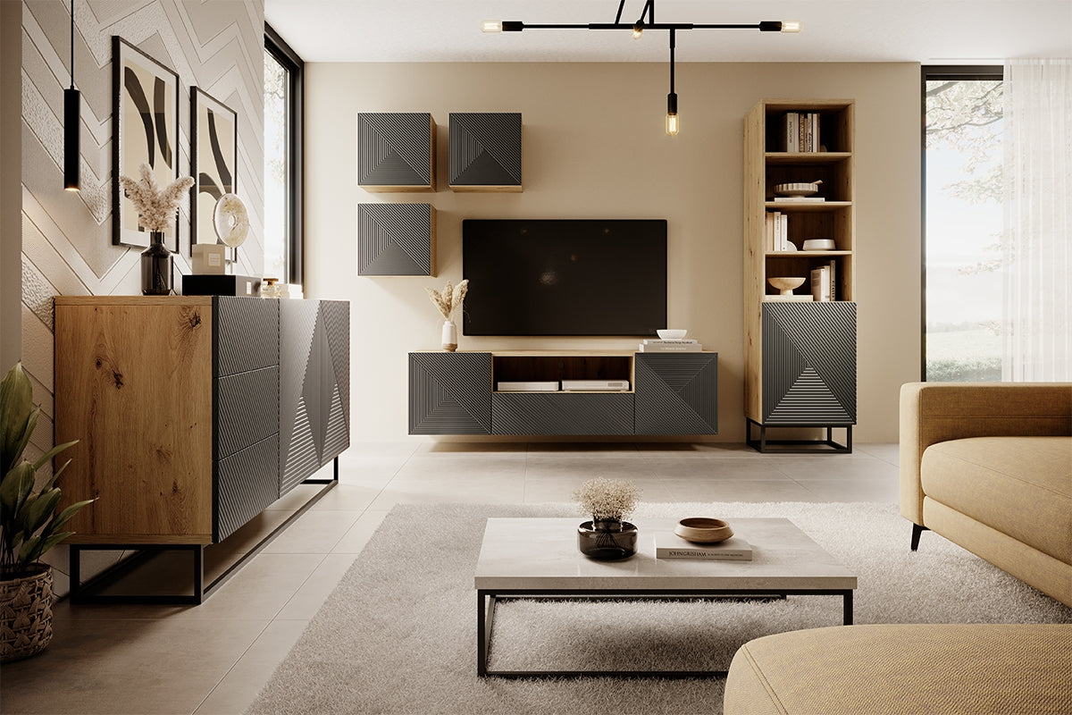 Skapis OSLO uz metāla kājām 190/43/50 dabīgs/pelēks - N1 Home