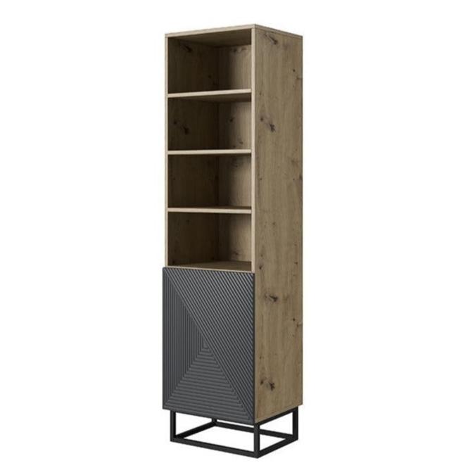 Skapis OSLO uz metāla kājām 190/43/50 dabīgs/pelēks - N1 Home