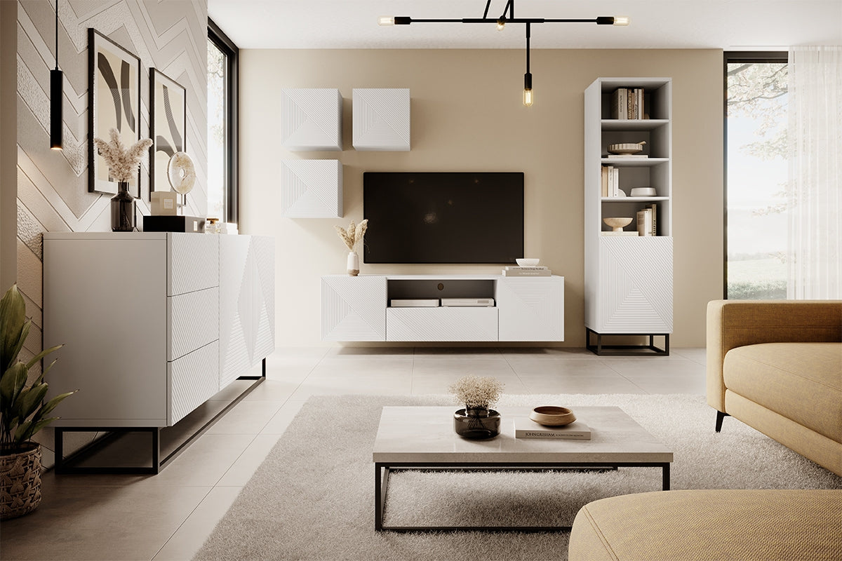 Skapis OSLO uz metāla kājām 190/43/50 matāts balts - N1 Home