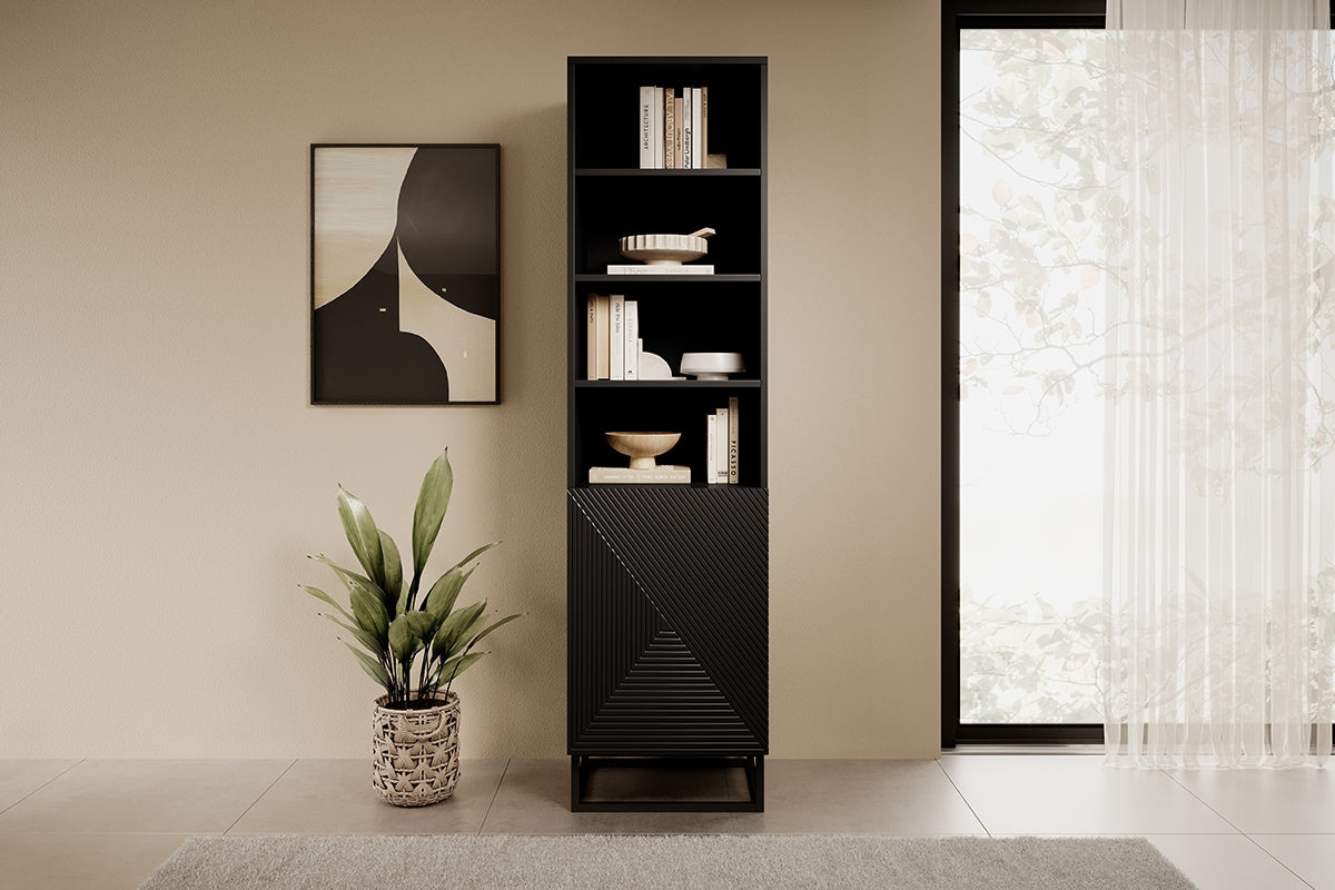 Skapis OSLO uz metāla kājām 190/43/50 melns - N1 Home