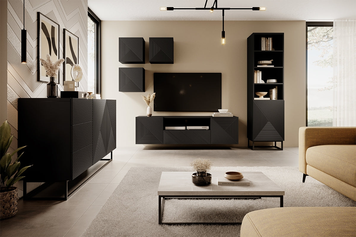 Skapis OSLO uz metāla kājām 190/43/50 melns - N1 Home