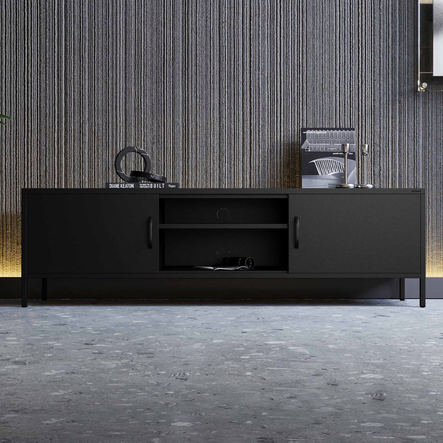 TV skapis/kumode Rosars 170/40/50 cm melns - N1 Home