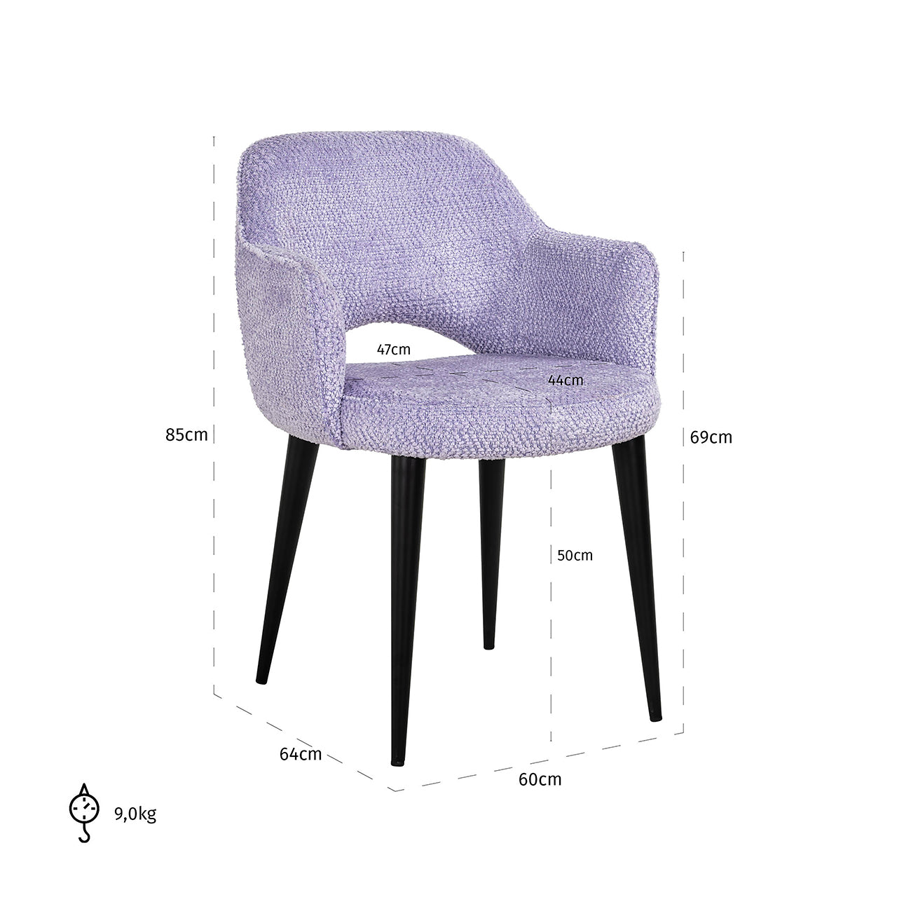 Krēsls Giovanna Richmond Interiors 84/58/63 cm Be lovely 95 lavender - N1 Home