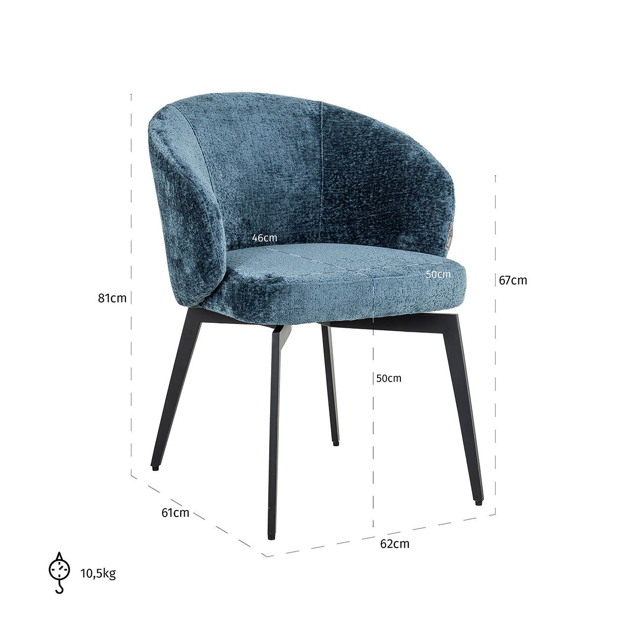 Krēsls Amphara Richmond Interiors 81/62/61 cm Bergen 601 blue chenille - N1 Home