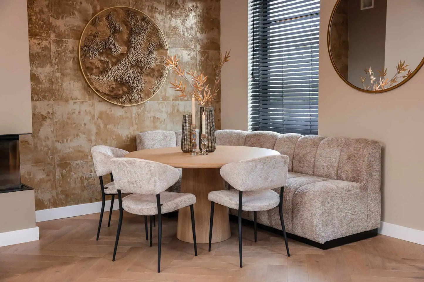 Ēdamistabas sols Hillpark round corner Richmond Interiors 90/170/115 cm lovely beige - N1 Home