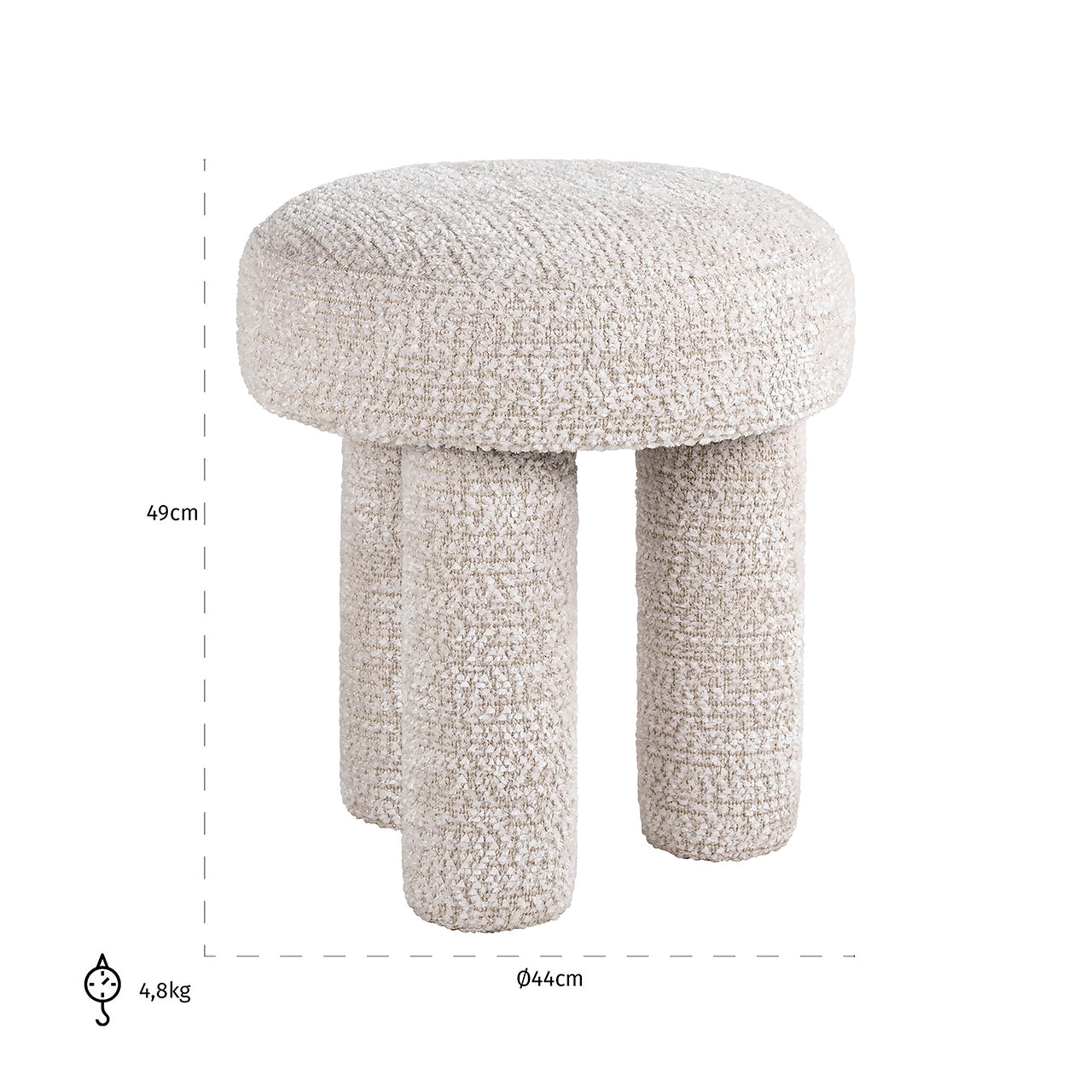 Pufs Pommery Richmond Interiors 49/44/44 cm Be Lovely 11 Cream - N1 Home