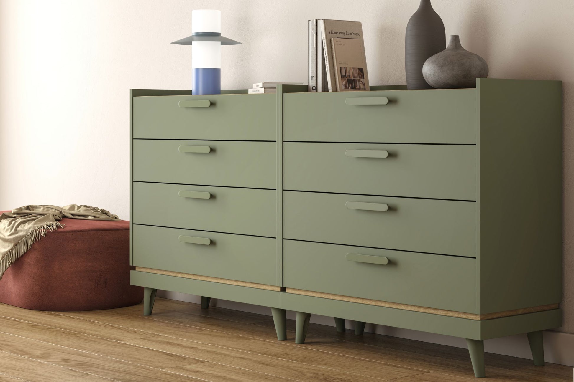 Kumode Skanija 90/90/40 cm zaļs - N1 Home