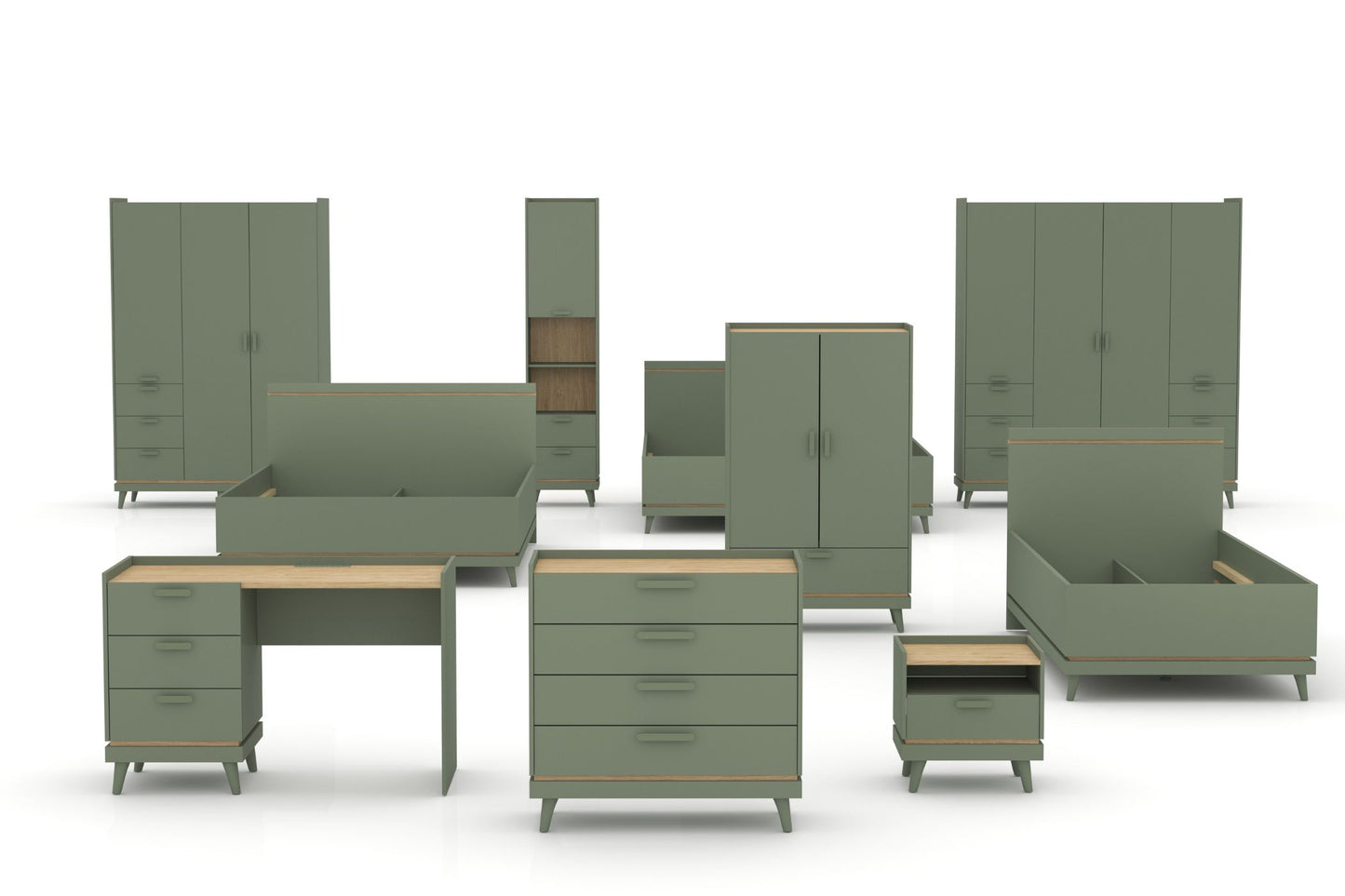 Skapis Skanija  144;190/215/57 cm zaļs - N1 Home