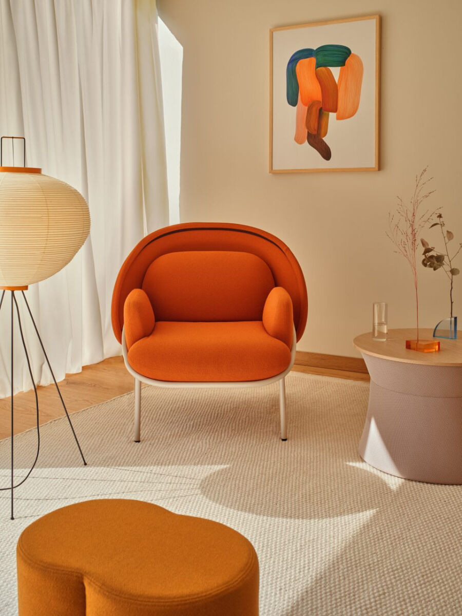 Krēsls Merd L 100/81/121 cm sarkans/dažādas polsterējuma krāsas - N1 Home