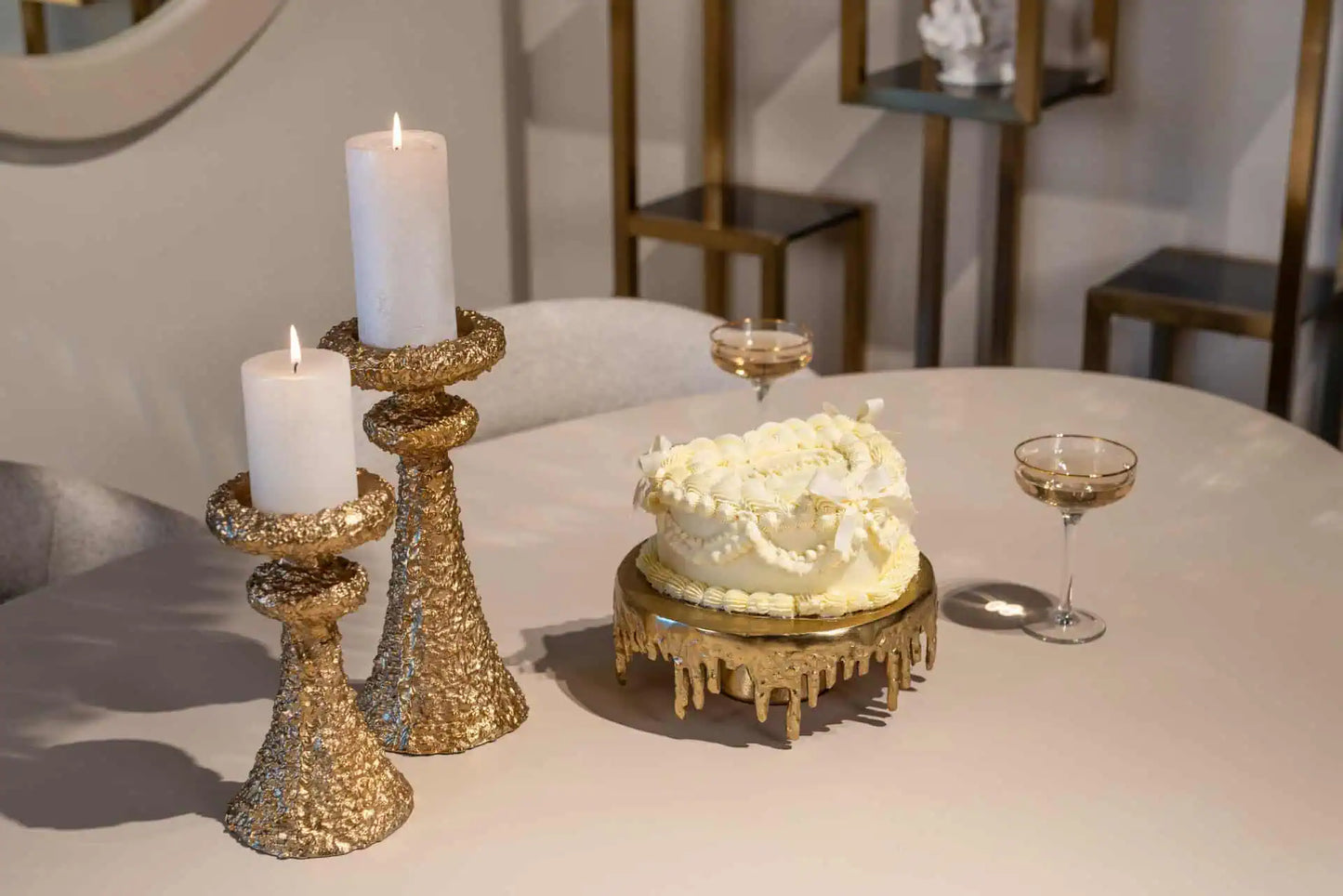 Svečturis July gold large Richmond Interiors 31/14/14 cm zelts - N1 Home