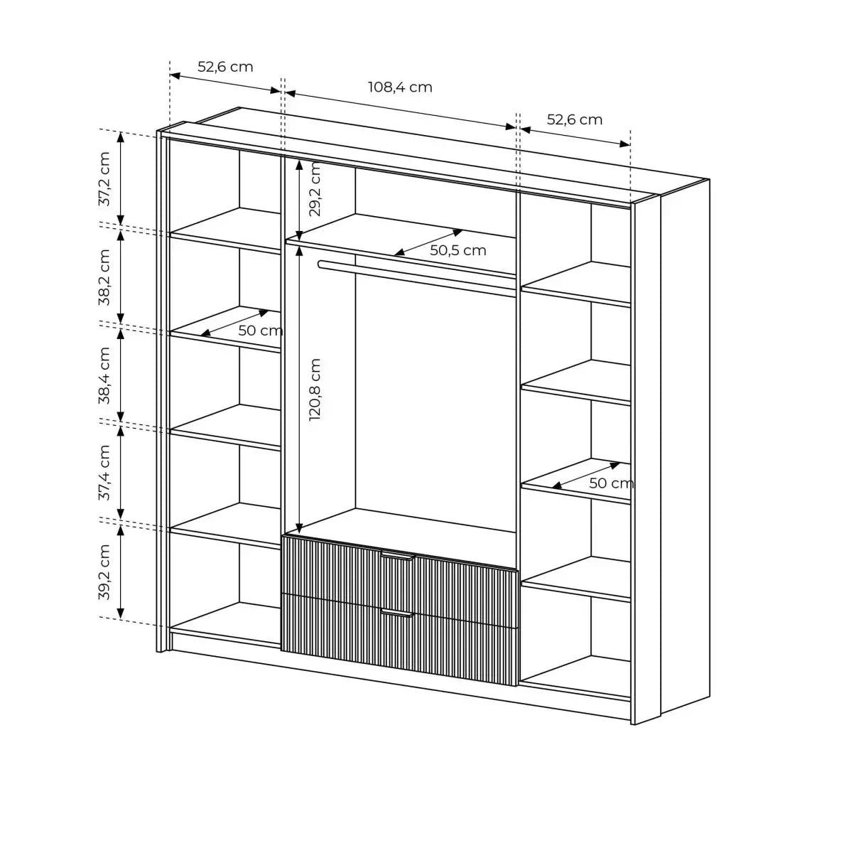 Skapis Balta 223/210/59 cm baltik ozols/melns - N1 Home