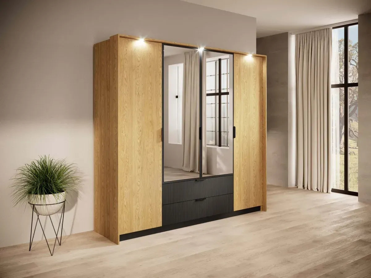 Skapis Balta 223/210/59 cm baltik ozols/melns - N1 Home