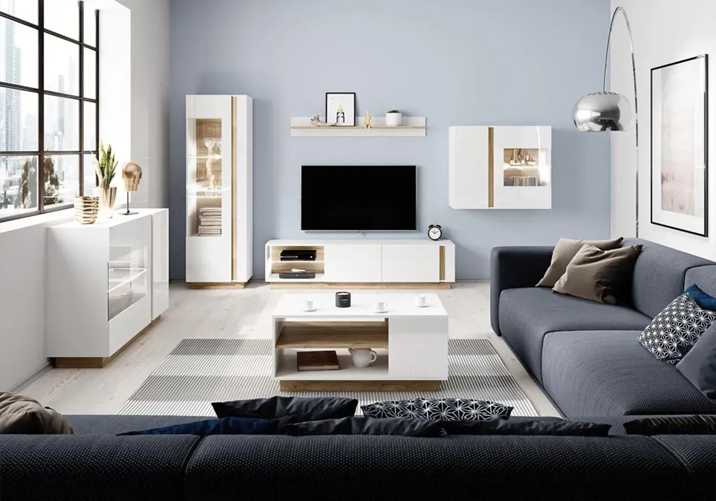 Plaukta Arci 138/20/20 cm balts/ozols - N1 Home