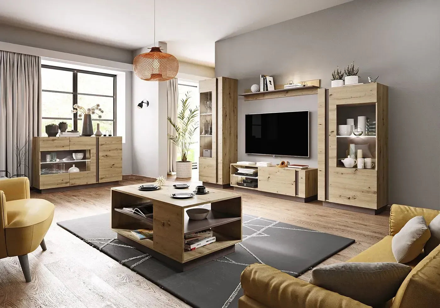 TV skapis Arci 138,1/45,5/40 cm antracits/ozols - N1 Home