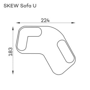 Dīvānd-krēsls Skew U Befame 72/224/183 cm bēšs