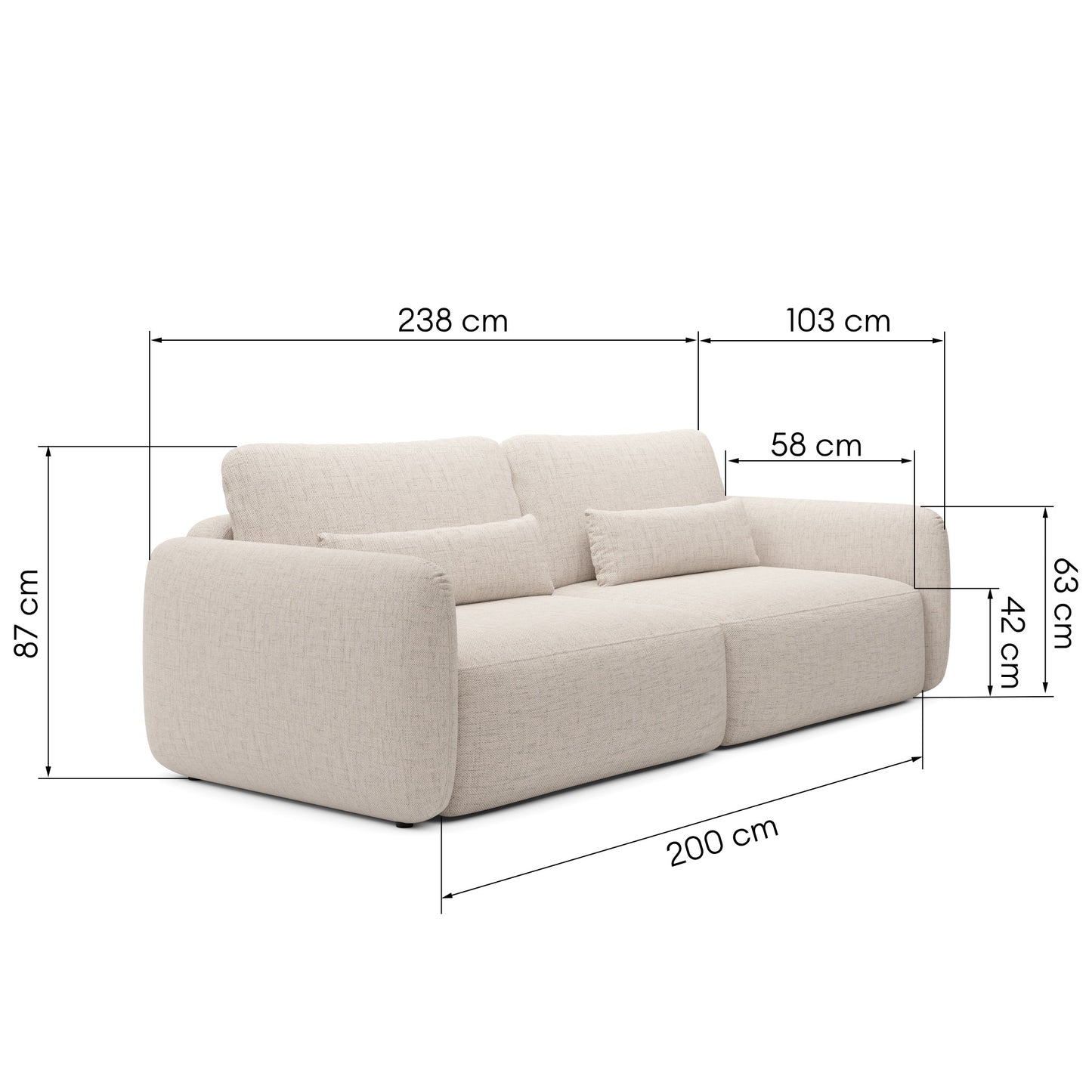 Dīvāns Moss 238/103/87 cm Fragola 85 - N1 Home