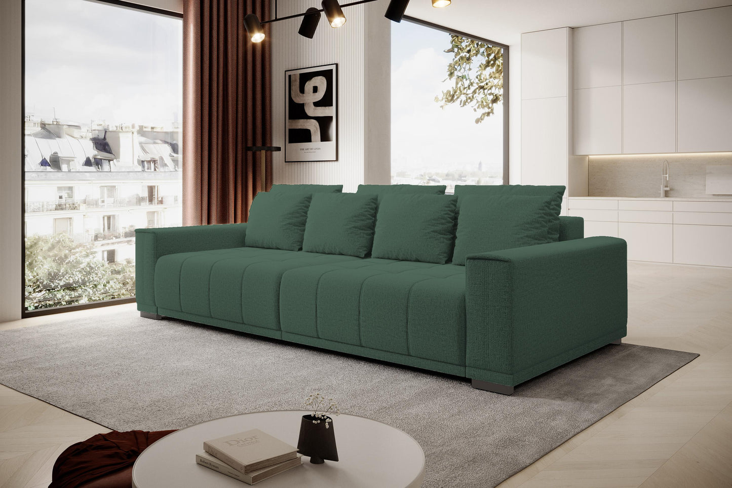 Dīvāns Mots 278/83/130 cm tumši zaļš - N1 Home