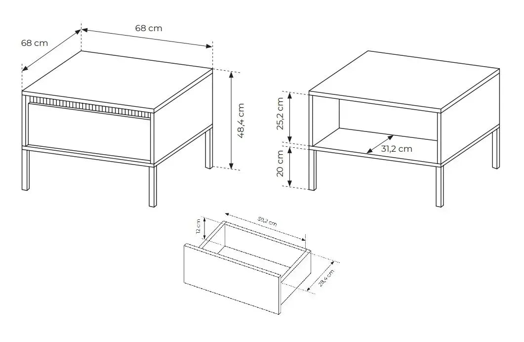 Kafijas galdiņš Sensi 68/48/68 cm melns - N1 Home