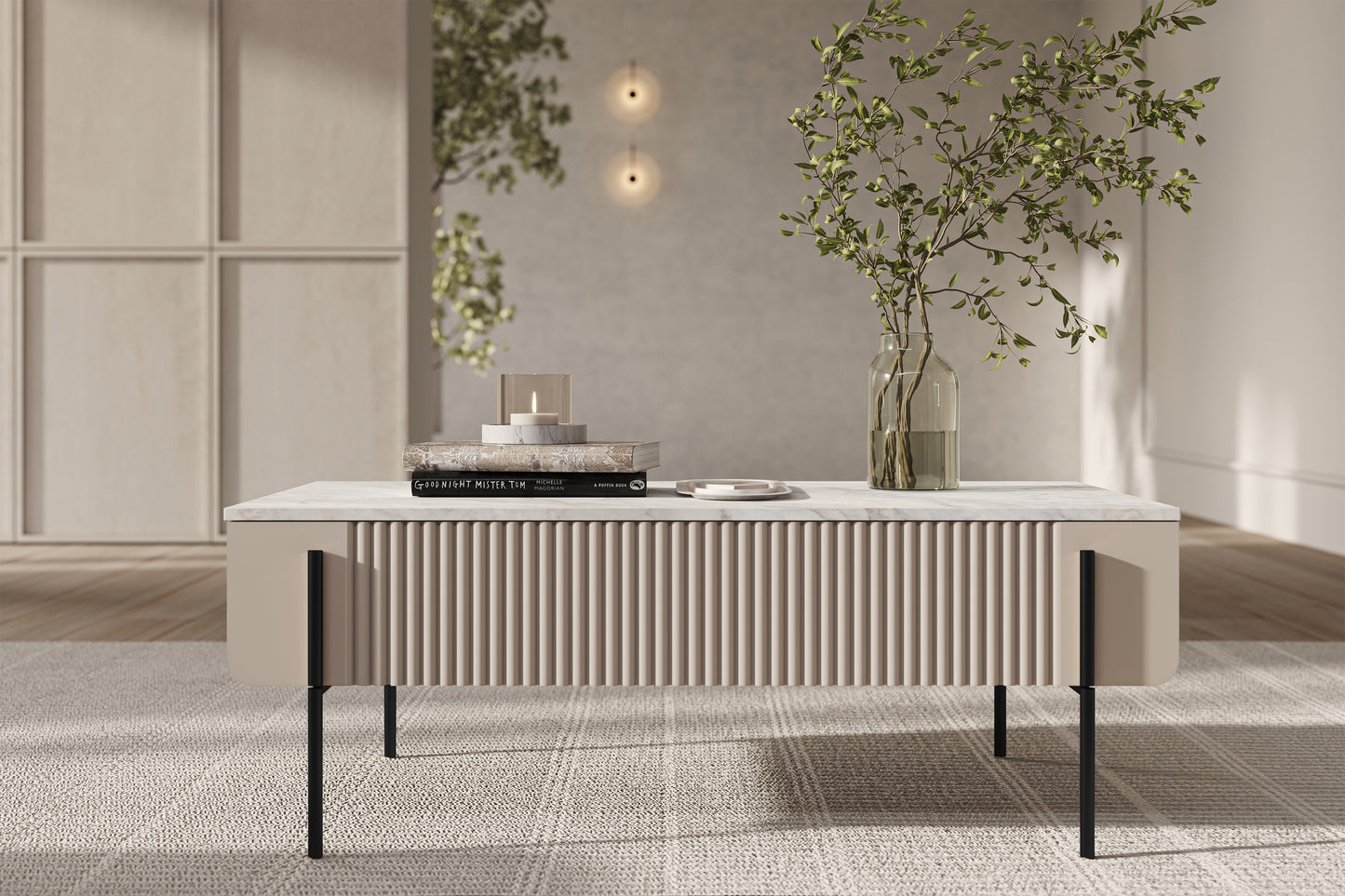 Kafijas galds MV /40/60 cm kašmirs/melns - N1 Home