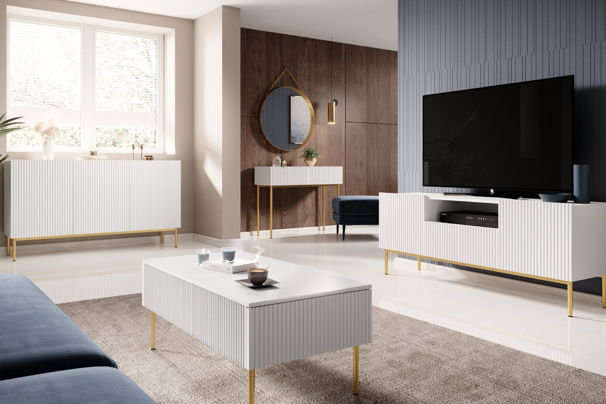 Kafijas galdiņš AUSTIN 120/48/60 zelts/balts - N1 Home