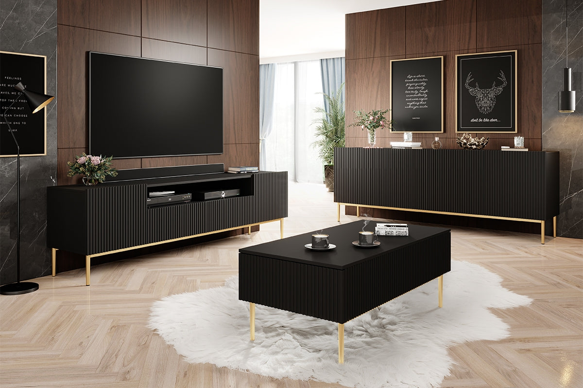 Kafijas galdiņš AUSTIN 120/48/60 zelts/melns - N1 Home