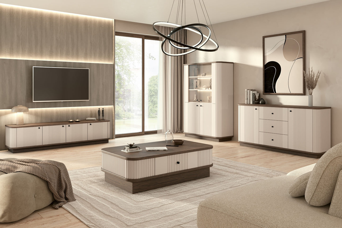 Kafijas galdiņš Vespa 103/32/60 cm kašmirs/rieksts/zelts - N1 Home