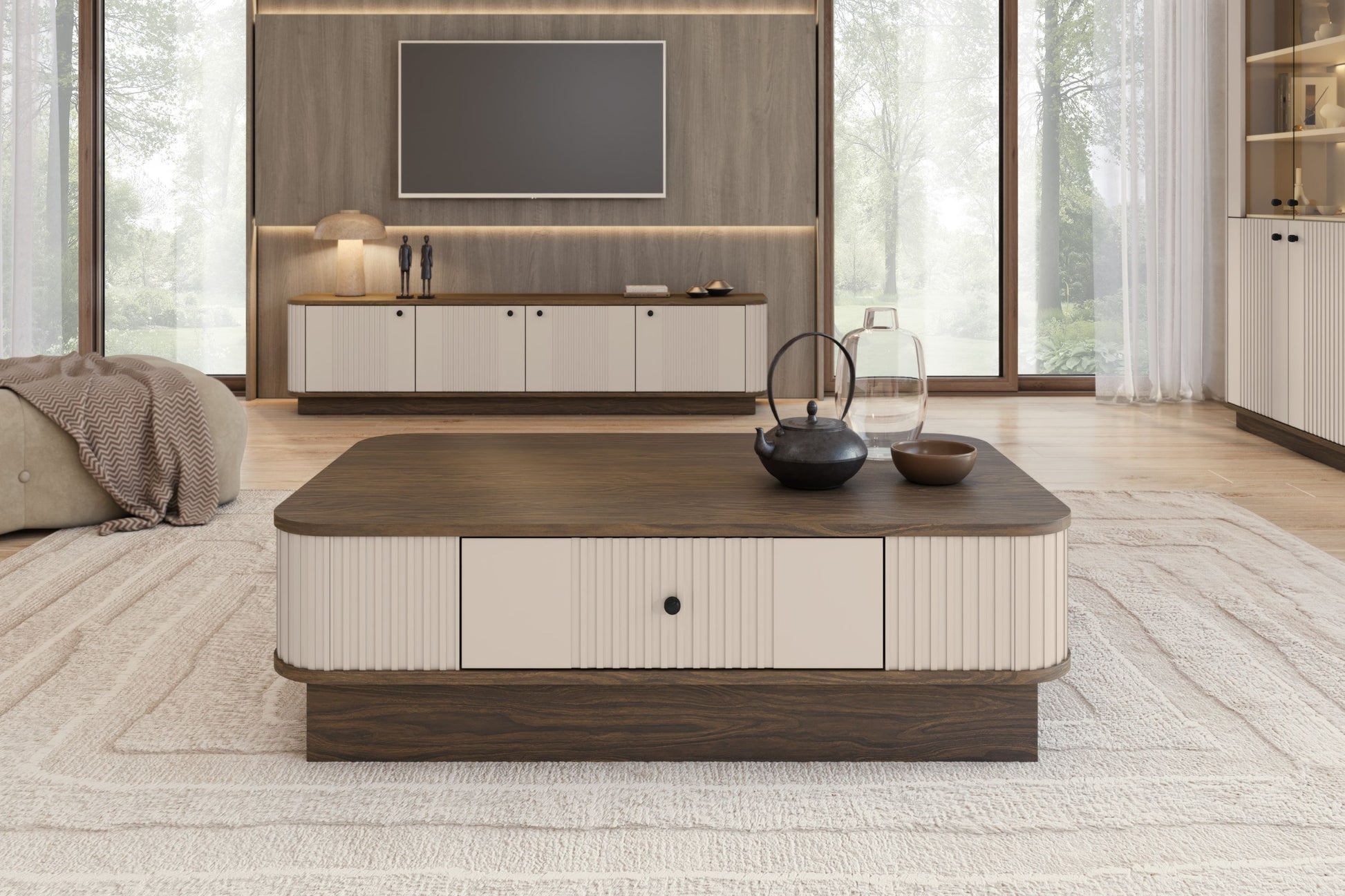 Kafijas galdiņš Vespa 103/32/60 cm kašmirs/rieksts/zelts - N1 Home