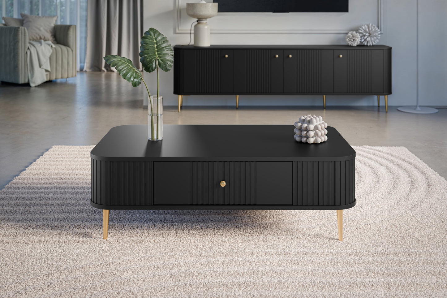 Kafijas galds  Vespa 103/35/60 cm melns/zelts - N1 Home