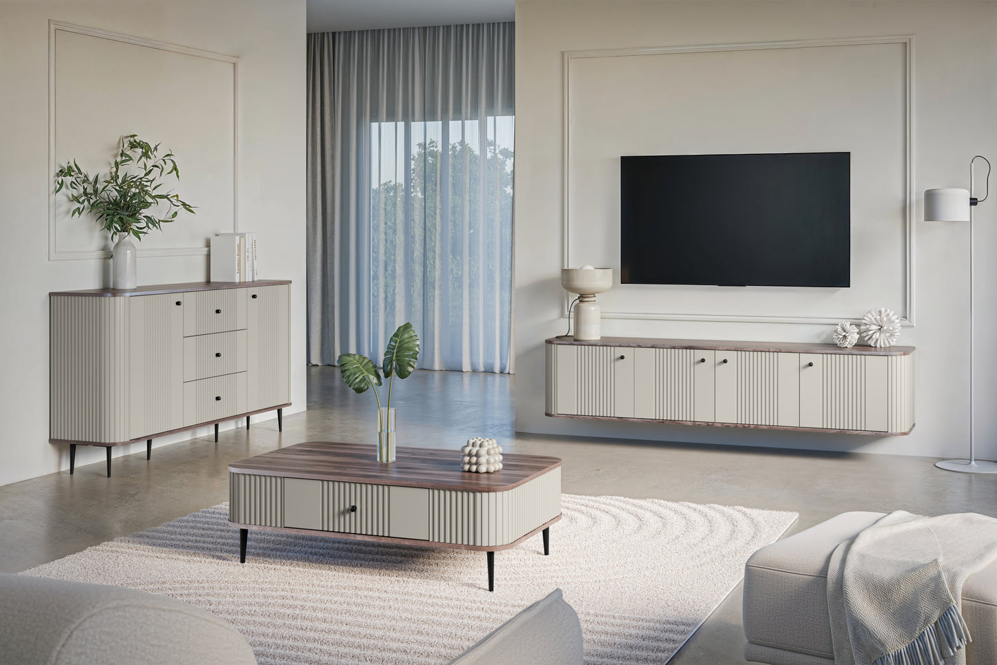 Kafijas galds  Vespa 103/35/60 cm kašmirs/rieksts/melns - N1 Home