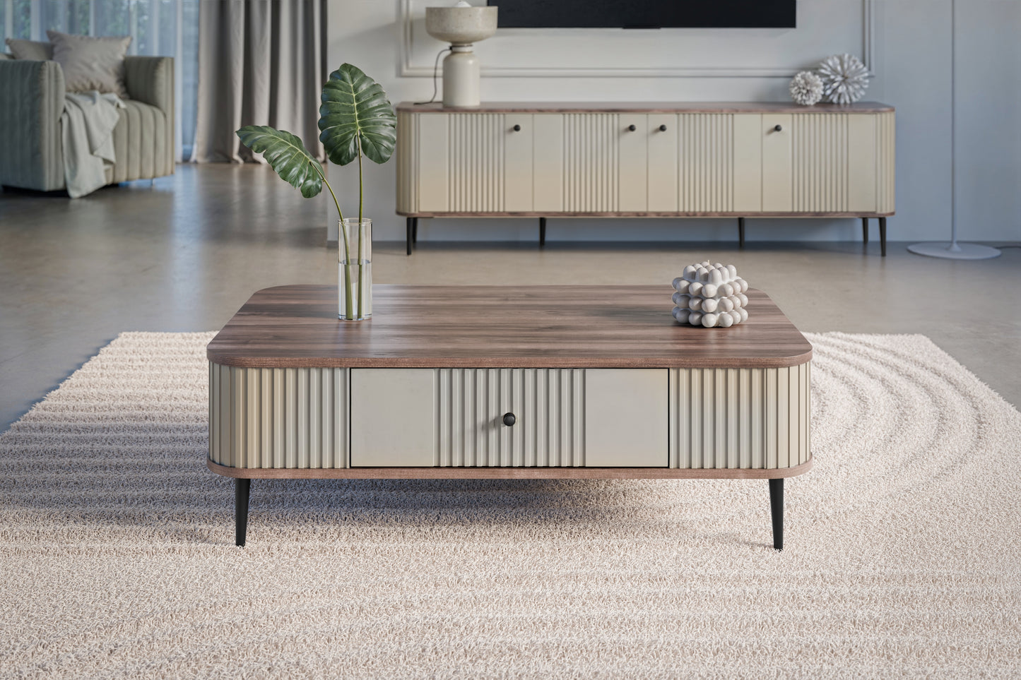 Kafijas galds  Vespa 103/35/60 cm kašmirs/rieksts/melns - N1 Home