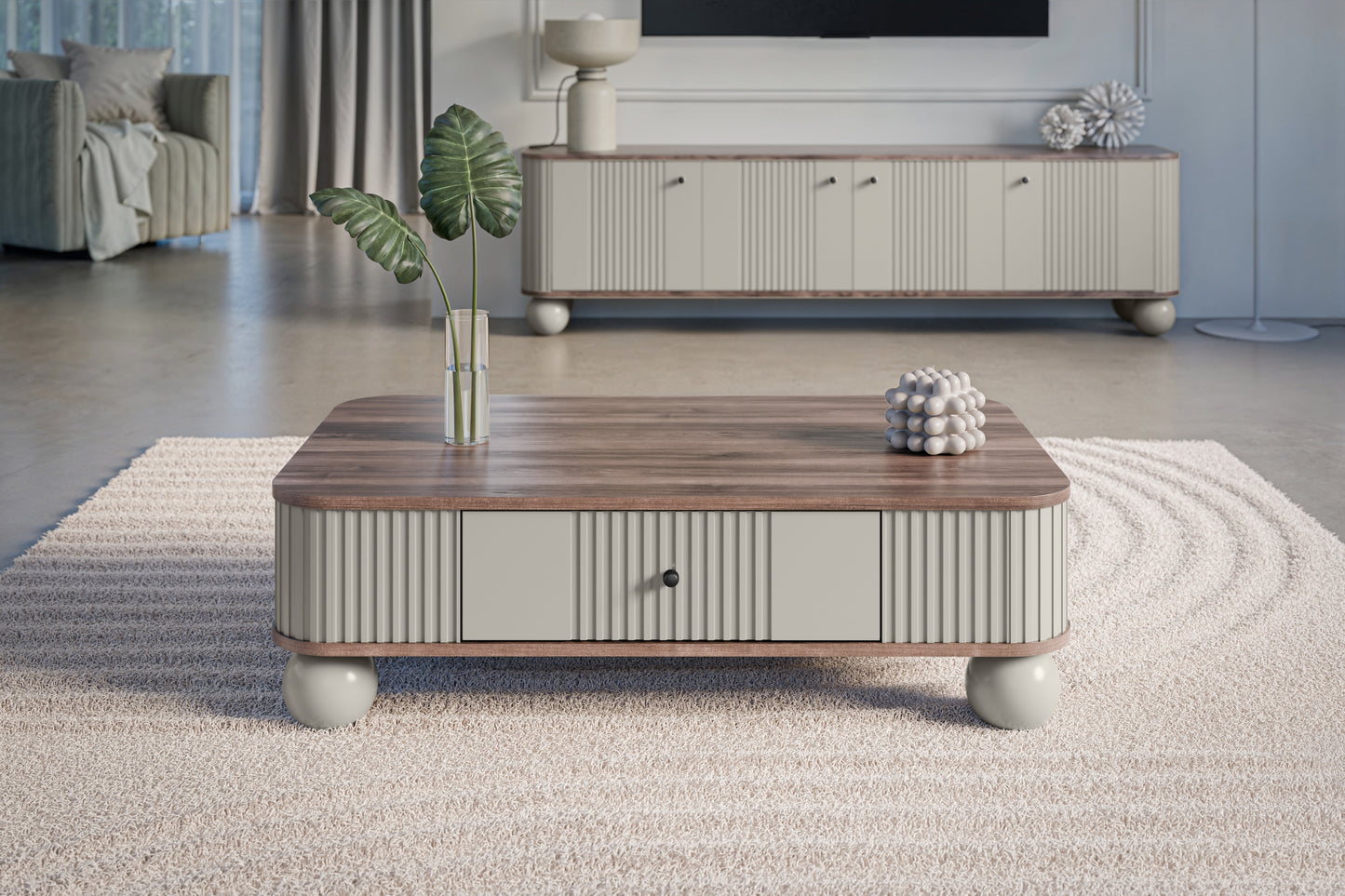 Kafijas galds  Vespa 103/32/60 cm kašmirs/rieksts/melns - N1 Home