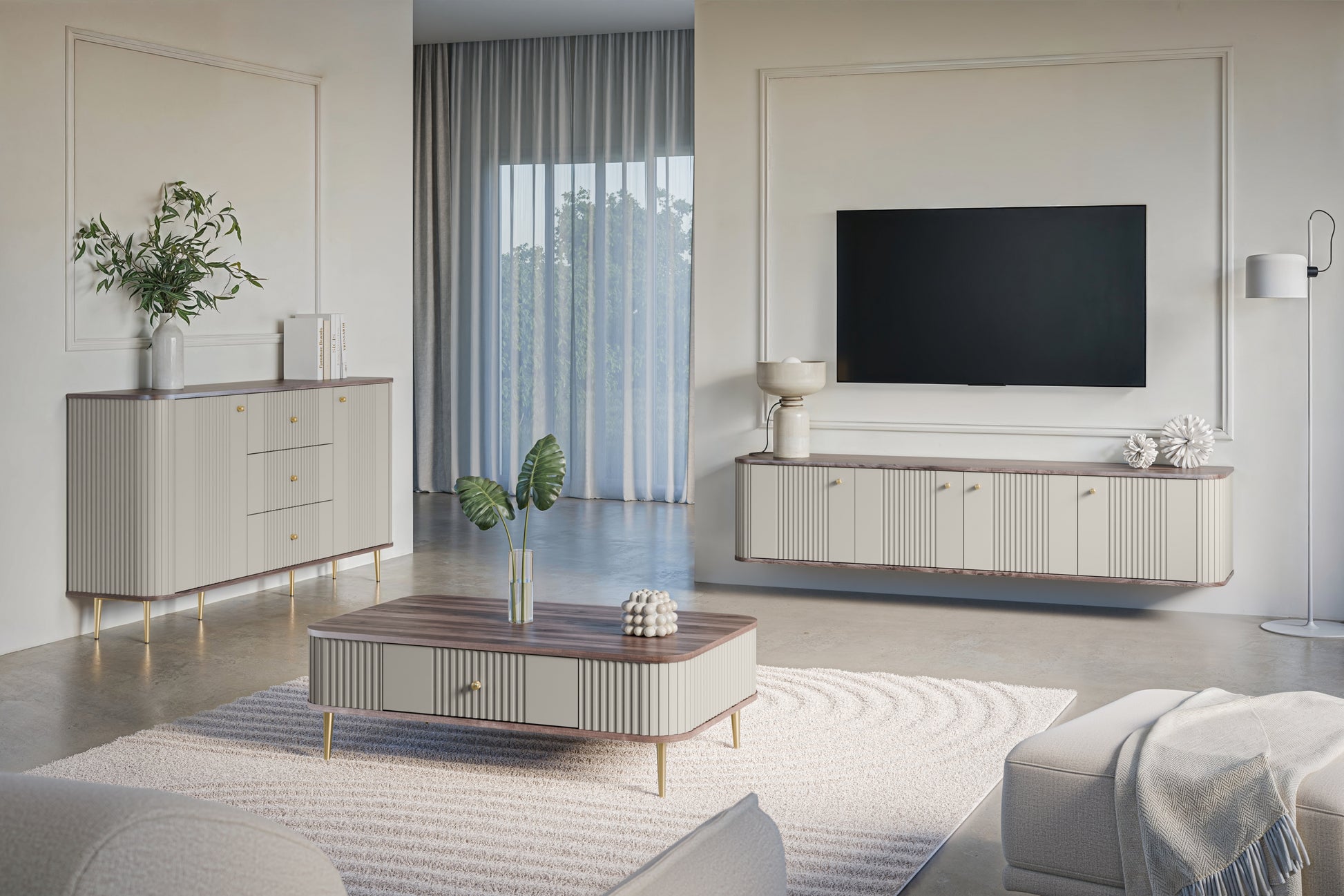 Kafijas galds  Vespa 103/35/60 cm kašmirs/rieksts/zelts - N1 Home