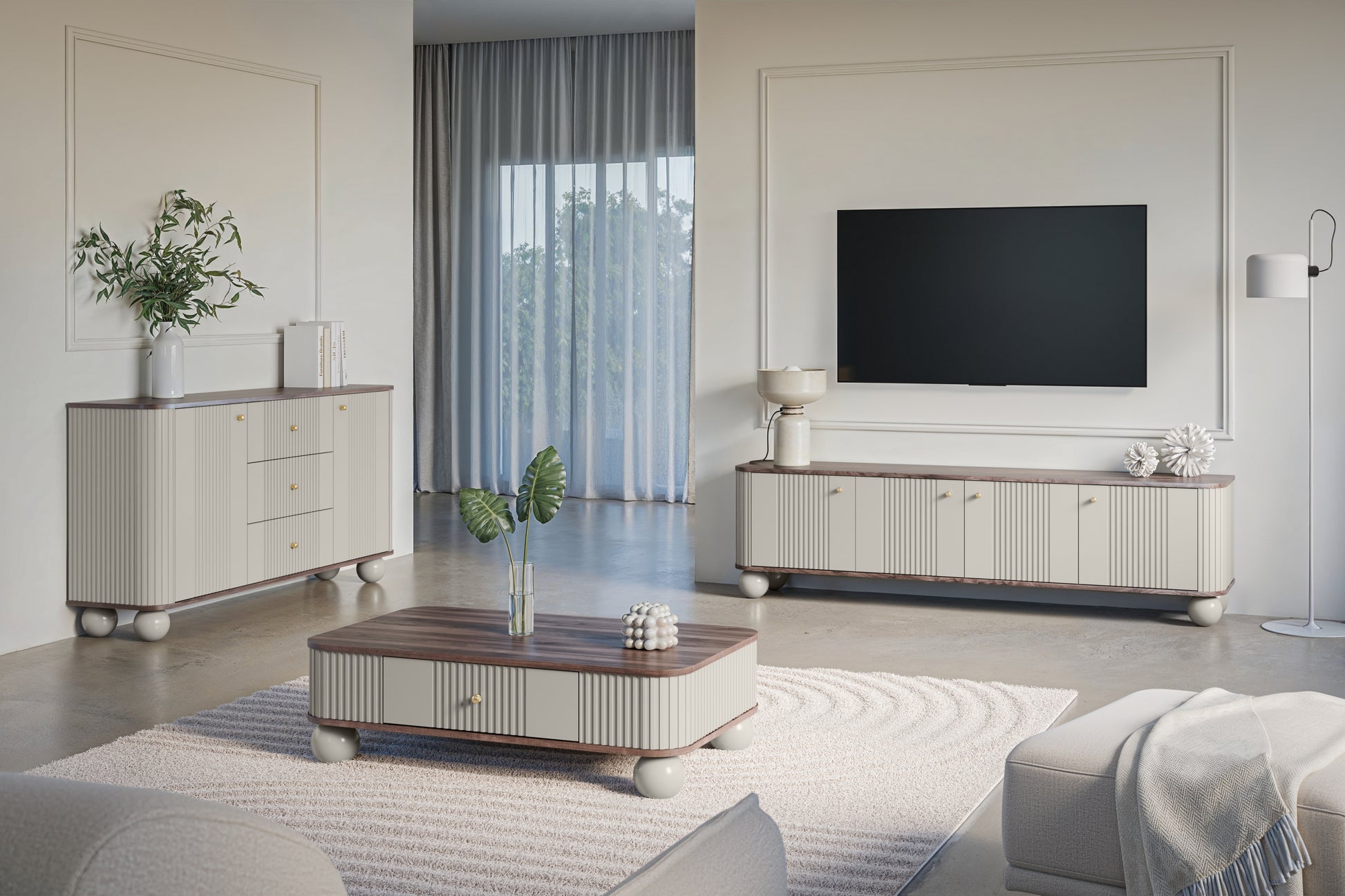 Kafijas galds  Vespa 103/32/60 cm kašmirs/rieksts/zelts - N1 Home