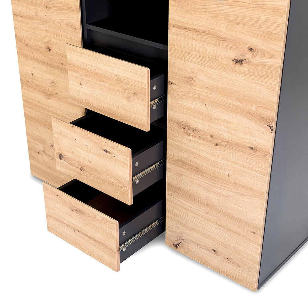 Skapis BALU 120 /183 /50 cm antracīts-ozols - N1 Home