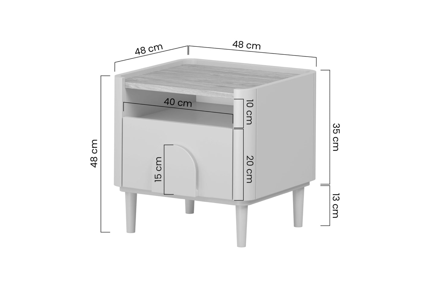 Naktsgaldiņš Amil 48/48/48 cm Kašmirs / Eļļots ozols / Gaišs ozols - N1 Home