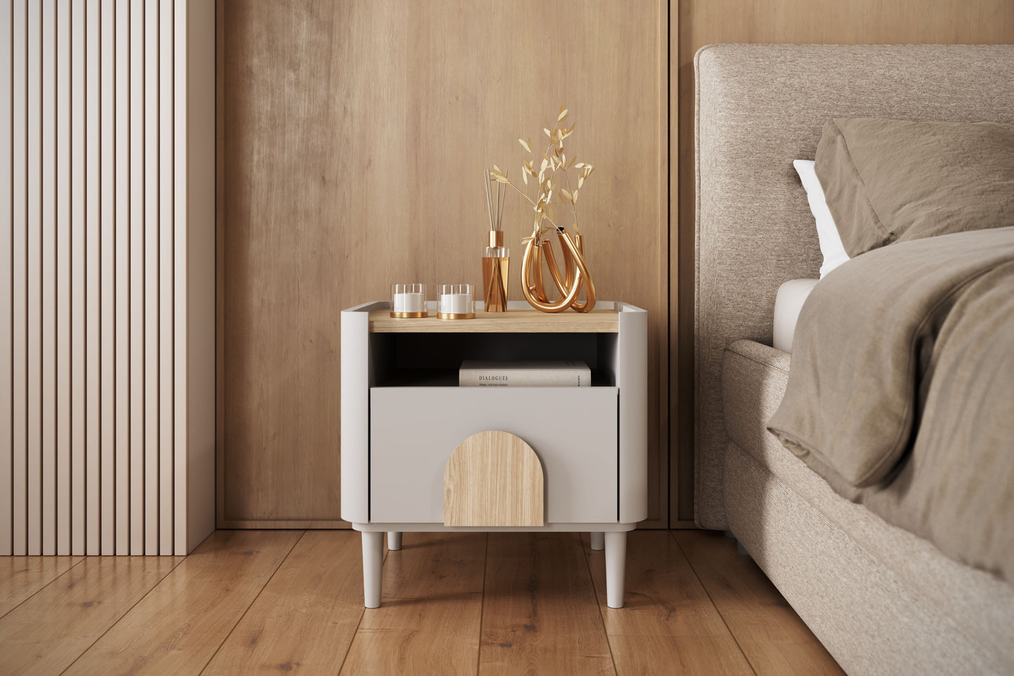 Naktsgaldiņš Amil 48/48/48 cm Kašmirs / Eļļots ozols / Gaišs ozols - N1 Home