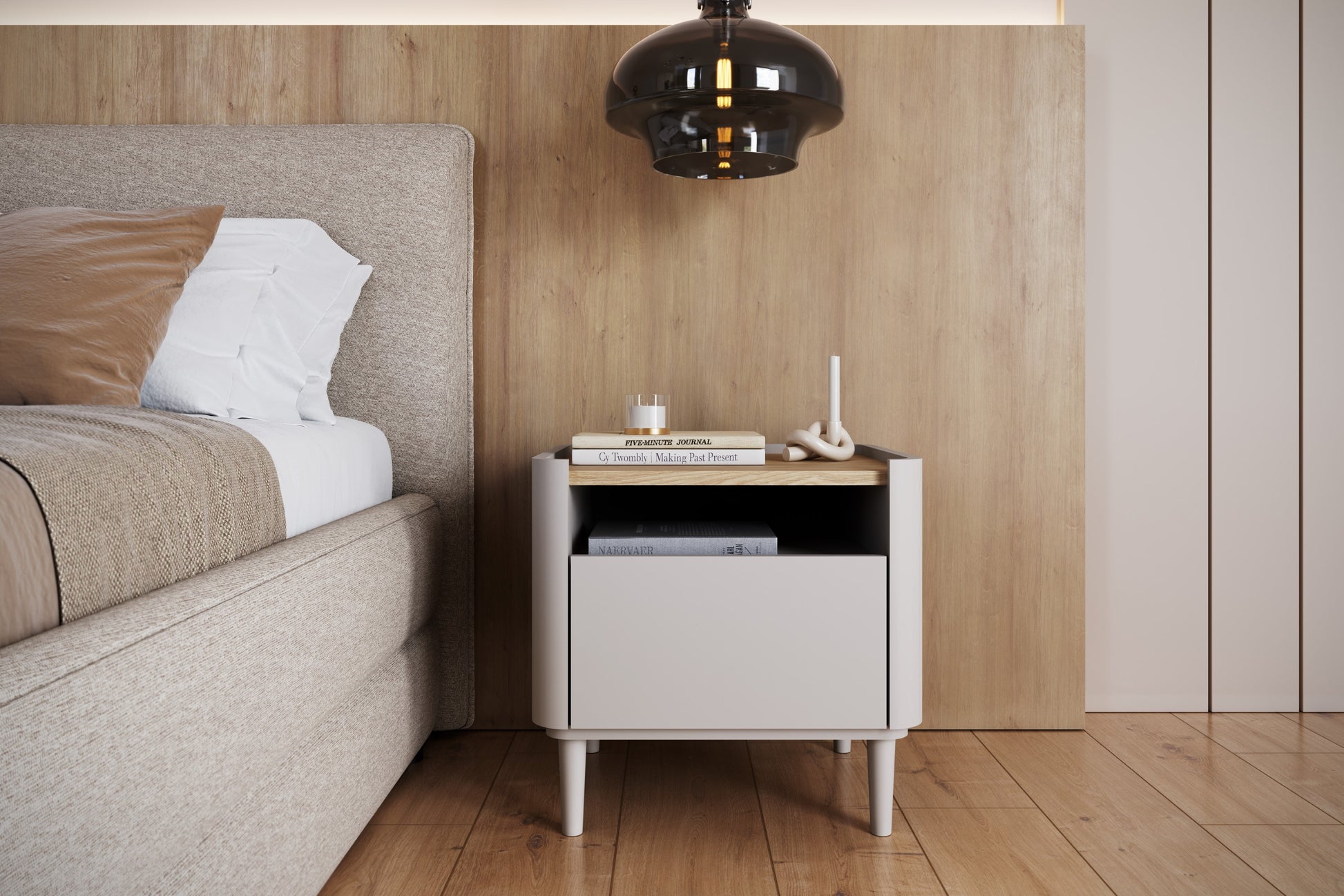 Naktsskapītis Elva 48/48/48 cm Kašmirs / Eļļots ozols - N1 Home