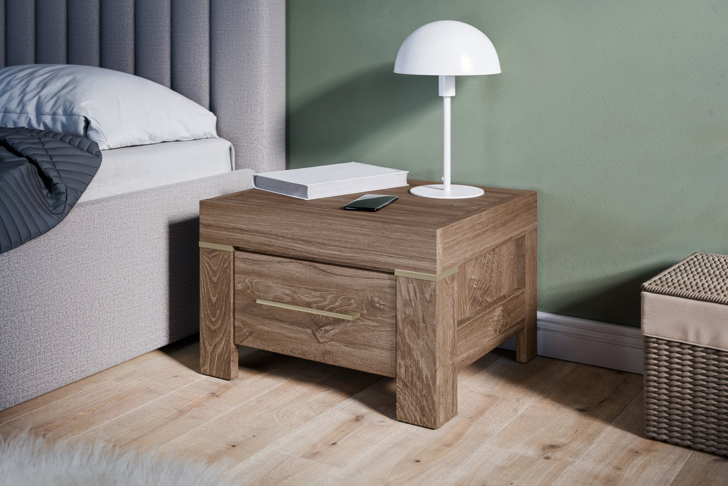 Naktsskapis Geri 53/35/45 cm rosīgs ozols - N1 Home