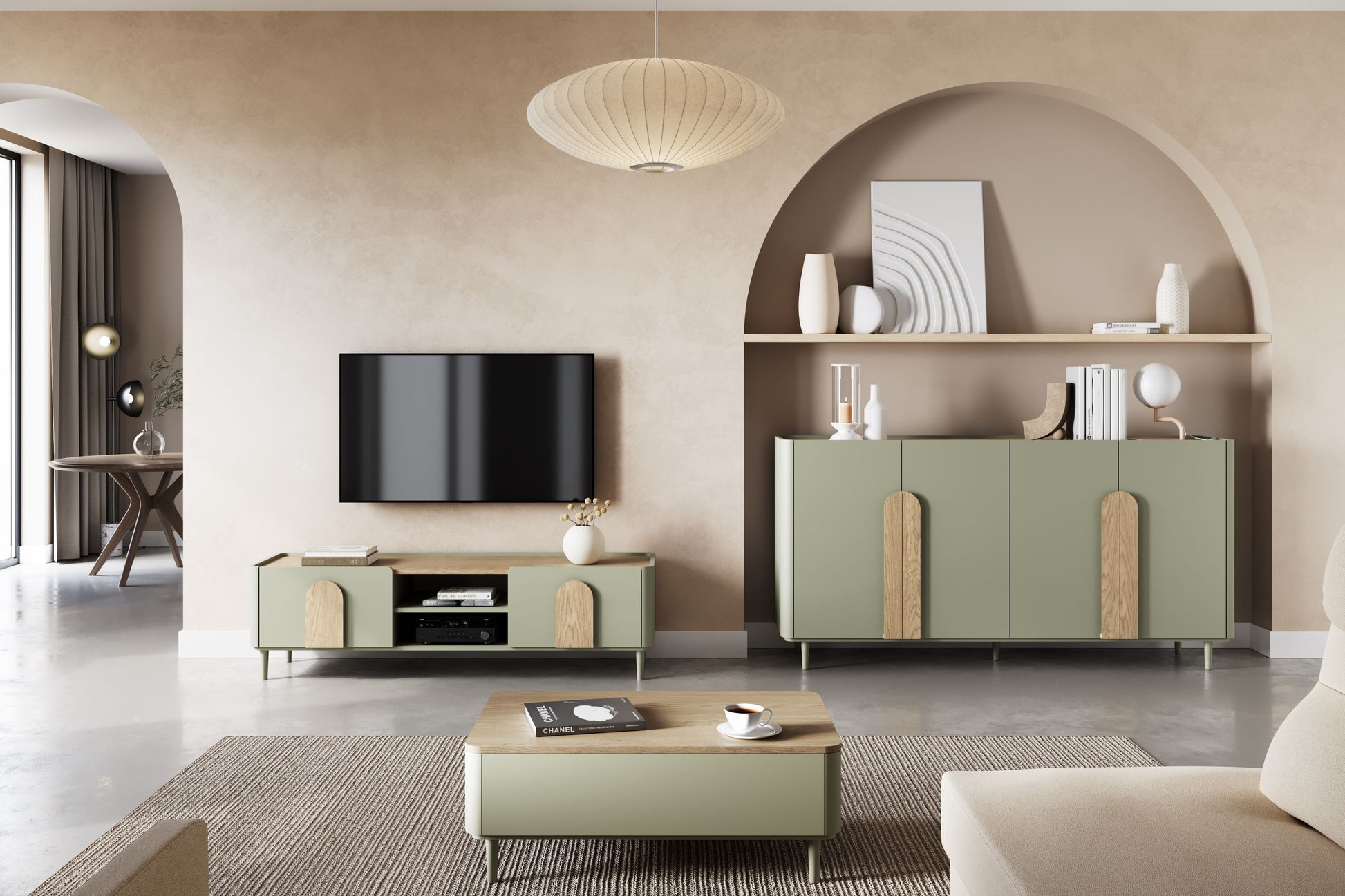 TV skapis Amil 170/48/48 cm eikalipts/ozols/Baltijas kāpas ozols - N1 Home