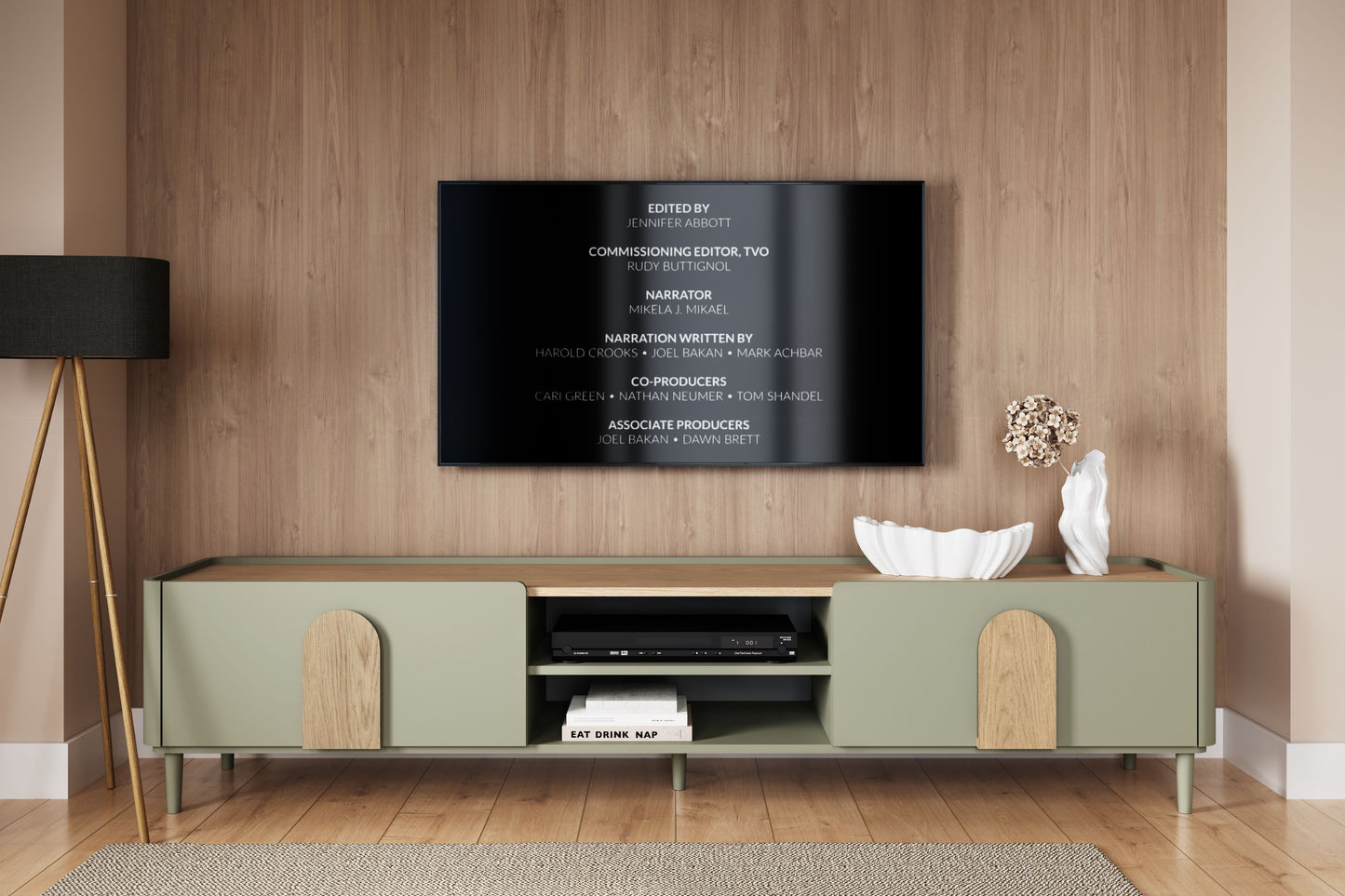 TV skapis Amil 220/48/48 cm Eikalipts / Baltijas kāpu ozols / Dabīgais ozols - N1 Home