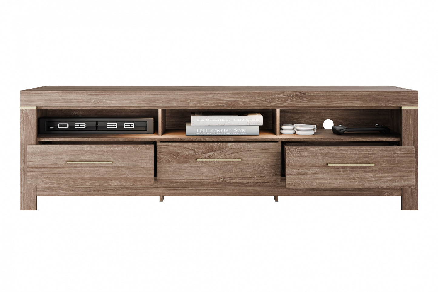 TV skapis ar atvilktnēm Geri 200/60/54 cm rosīgs ozols - N1 Home