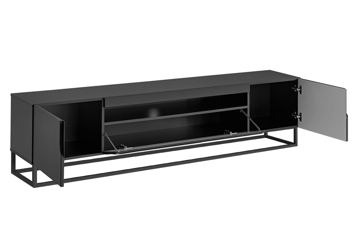 TV skapis LOFT uz metāla kājām 200/52/37 cm melns - N1 Home