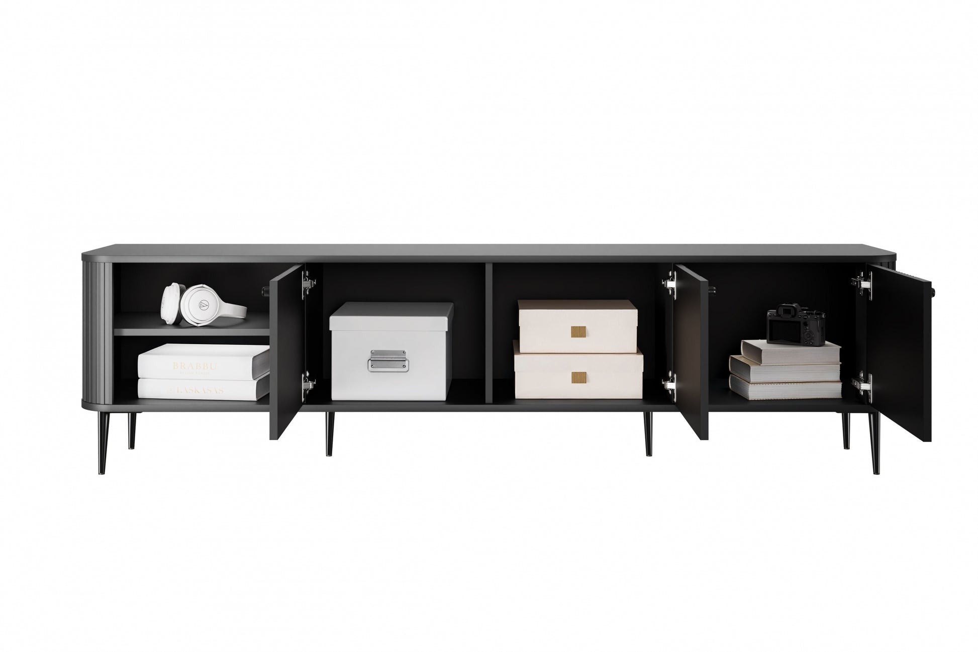 TV skapis Vespa  187/51/38 cm melns/melns - N1 Home