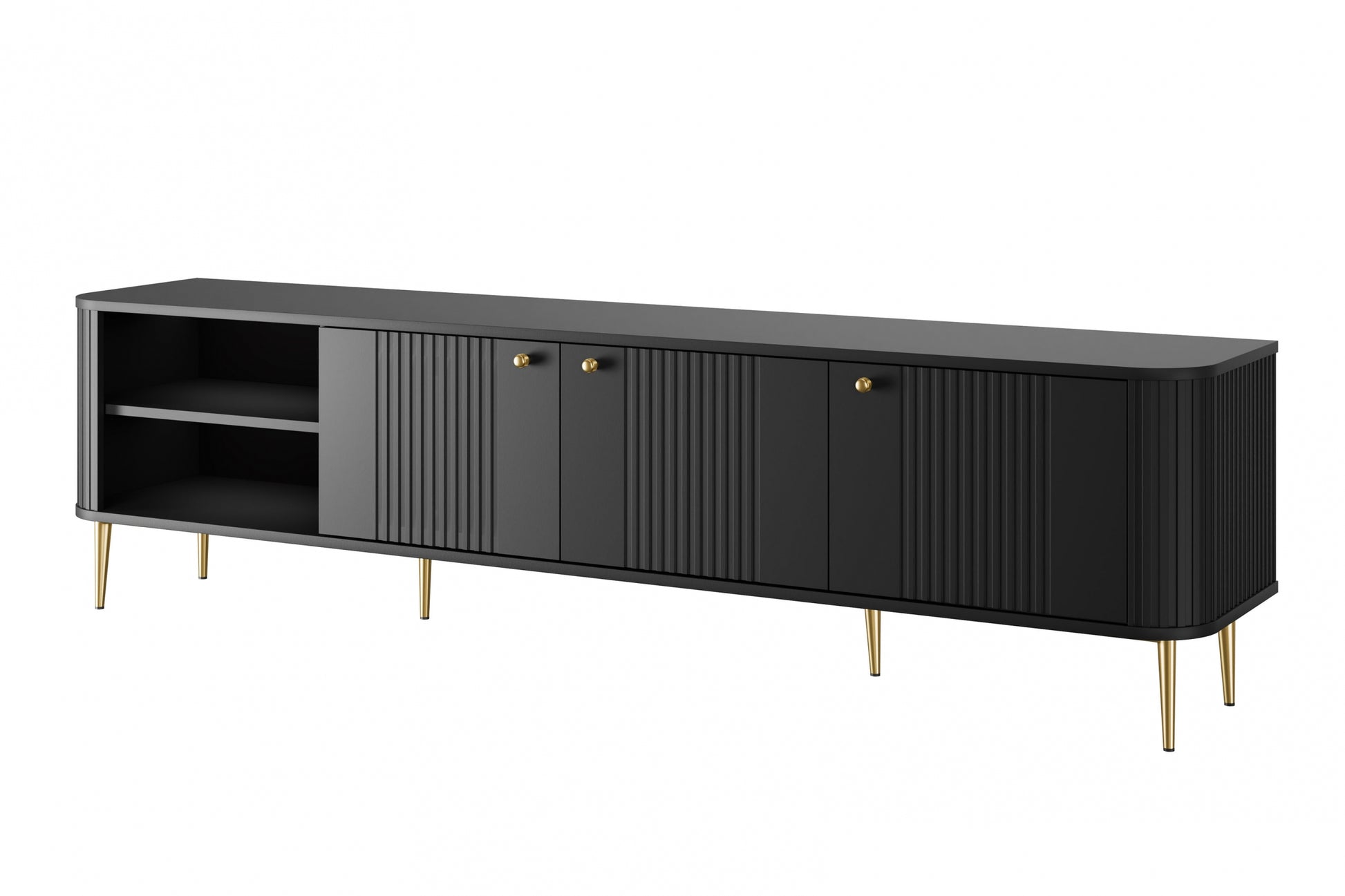 TV skapis Vespa  187/51/38 cm melns/zelts - N1 Home