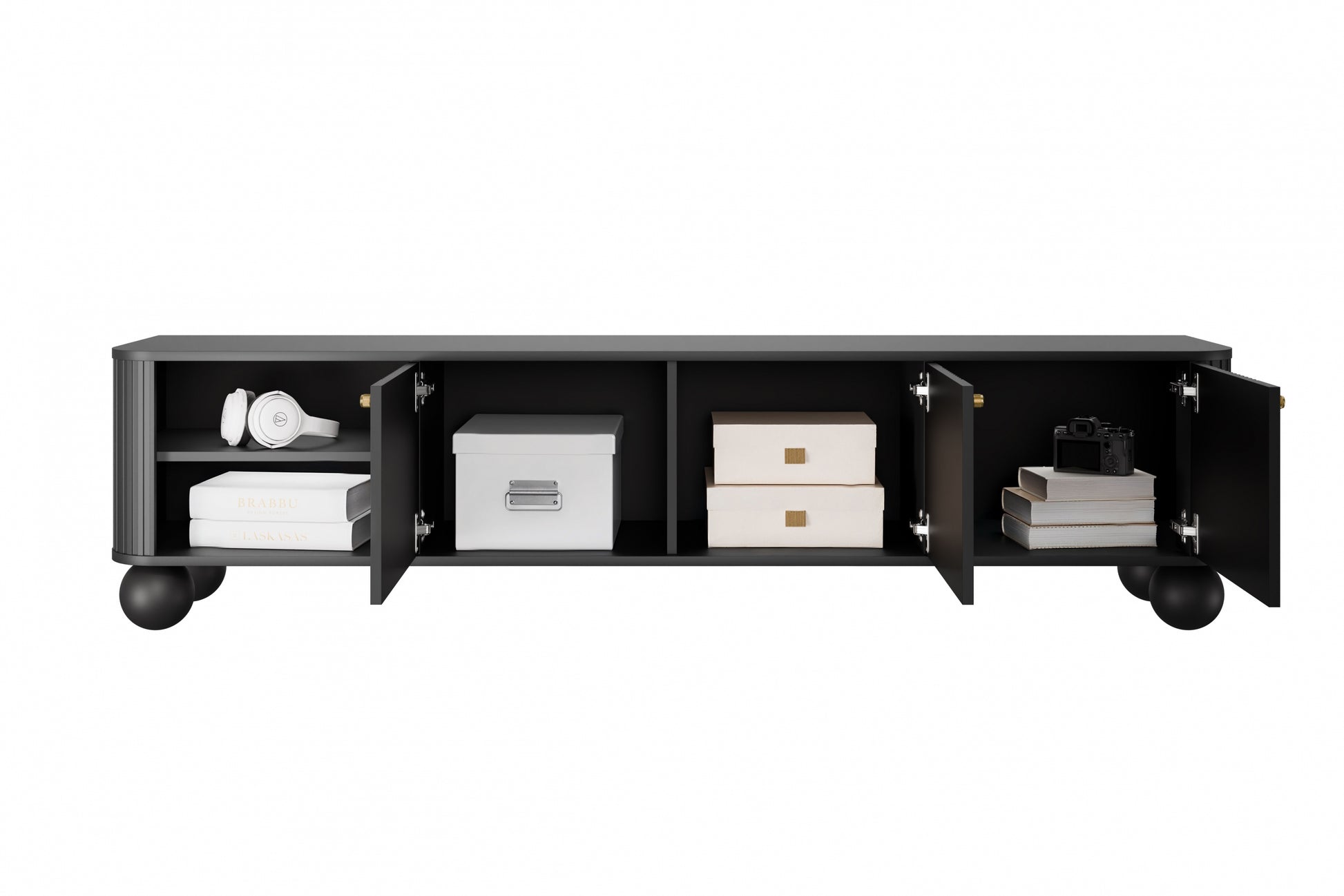 TV skapis Vespa  187/48/38 cm melns/zelts - N1 Home