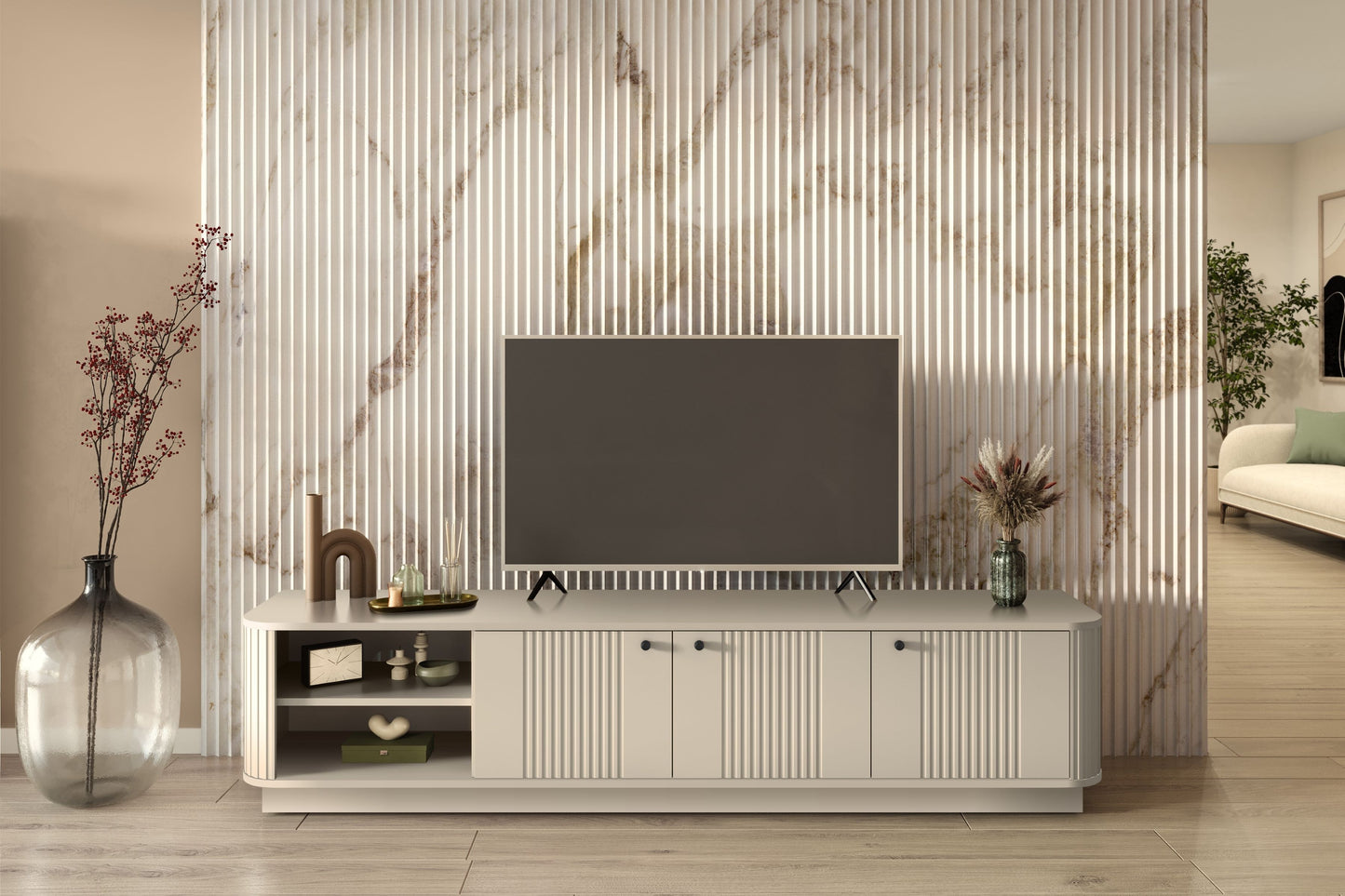 TV skapis Vespa 187/43/38 cm kašmirs/melns - N1 Home