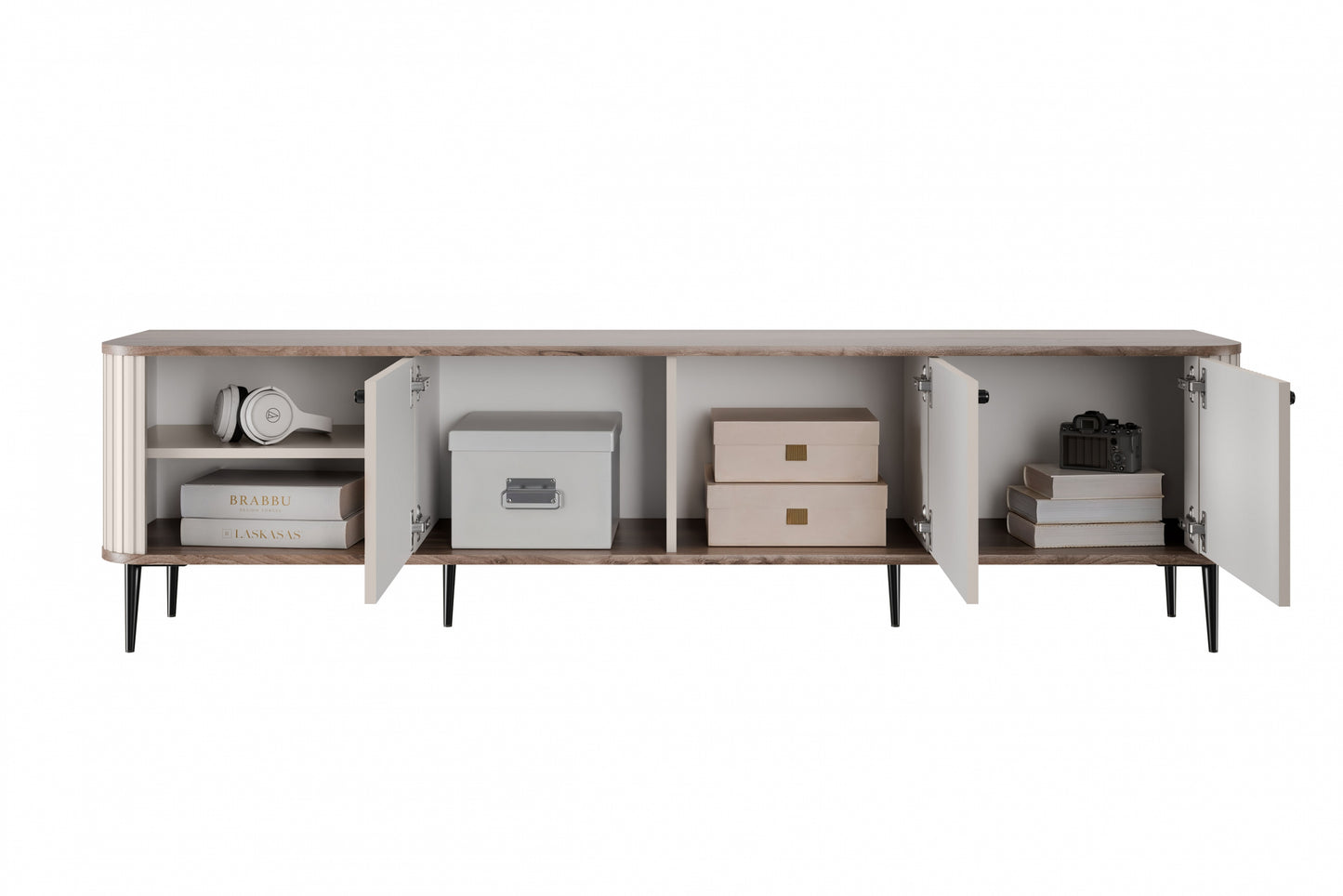 TV skapis Vespa  187/51/38 cm kašmirs/rieksts/melns - N1 Home