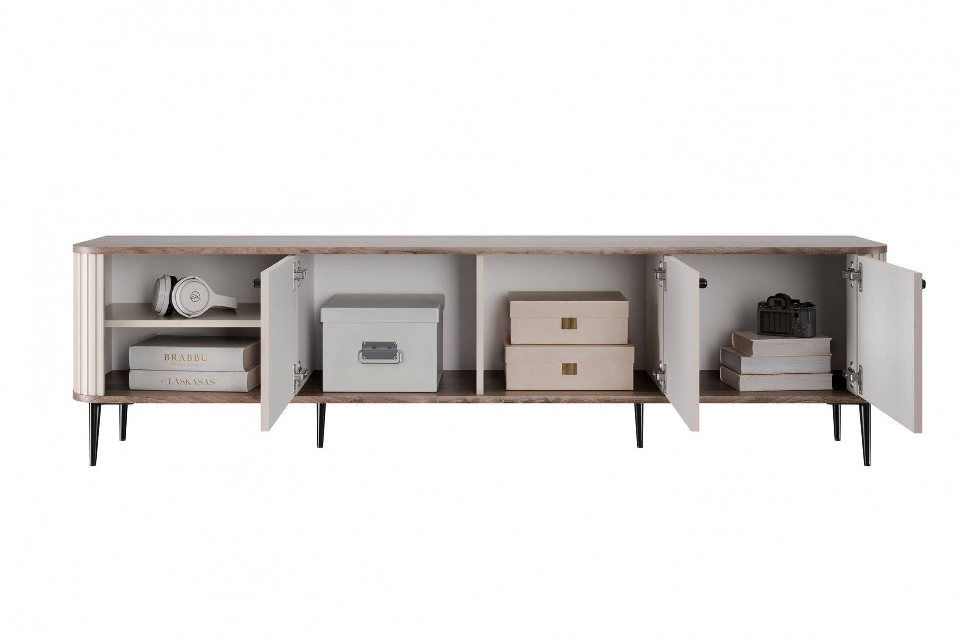 TV skapis Vespa  187/51/38 cm kašmirs/rieksts/melns - N1 Home